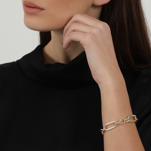 The Chain Addiction επίχρυσο βραχιόλι με οβάλ και στρογγυλούς κρίκους-