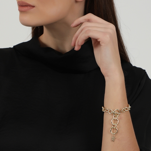 The Chain Addiction επίχρυσο βραχιόλι με οβάλ και στρογγυλούς κρίκους-