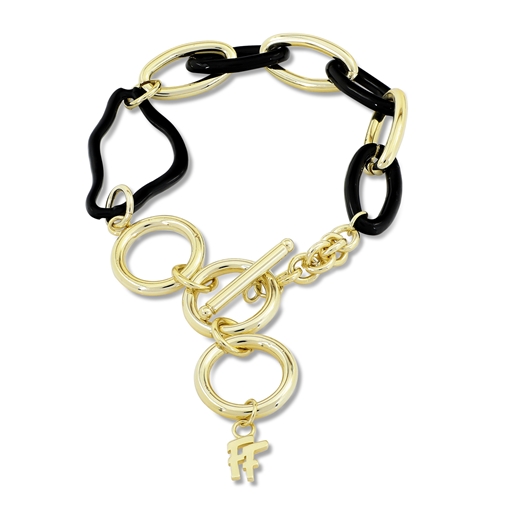 The Chain Addiction δίχρωμο βραχιόλι με μαύρο ακανόνιστο κρίκο-