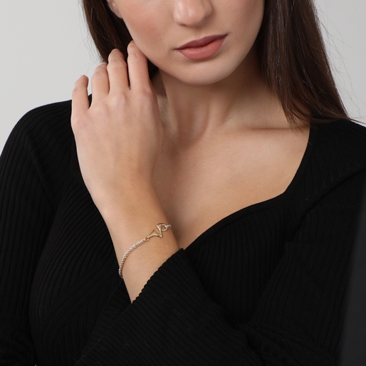 Beauty Flow bicolor double chain bracelet with irregular motif-