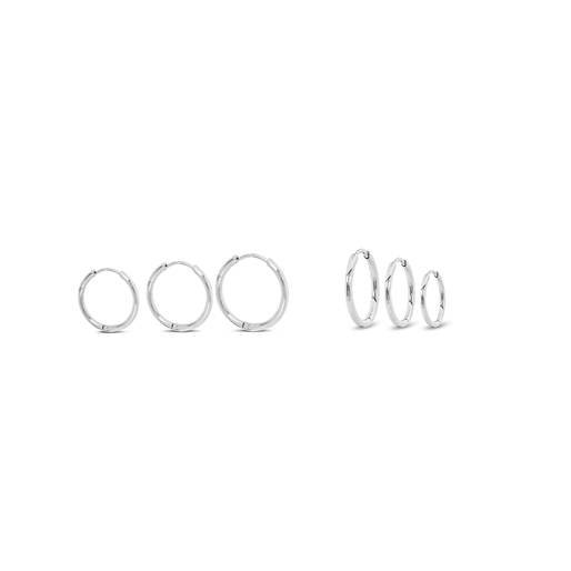Hoops! set of three silvery earrings-