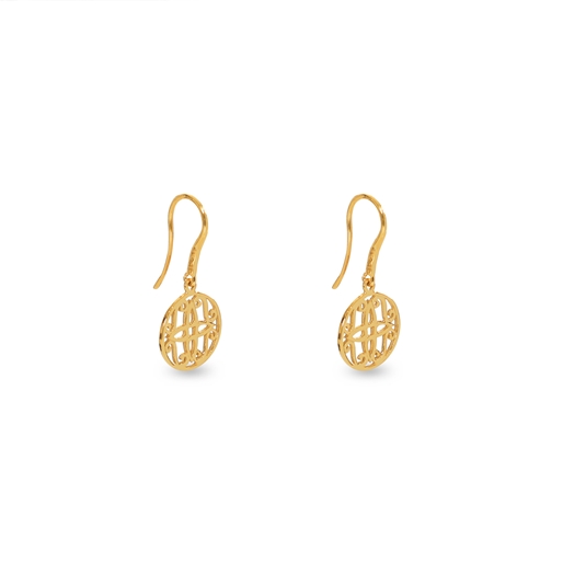 Kallos small dangle earrings with gold plated coin motif-