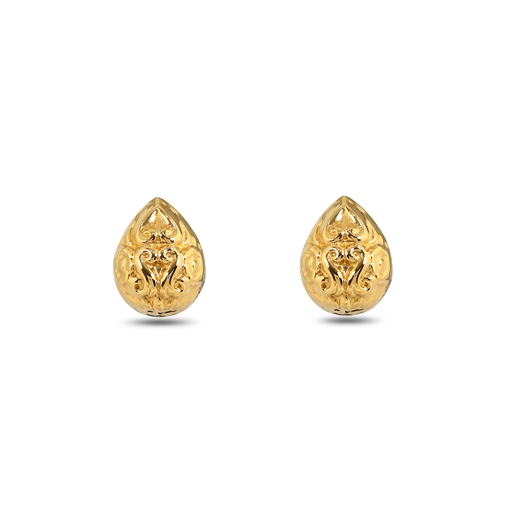 Archaics gold plated earrings carved drop-