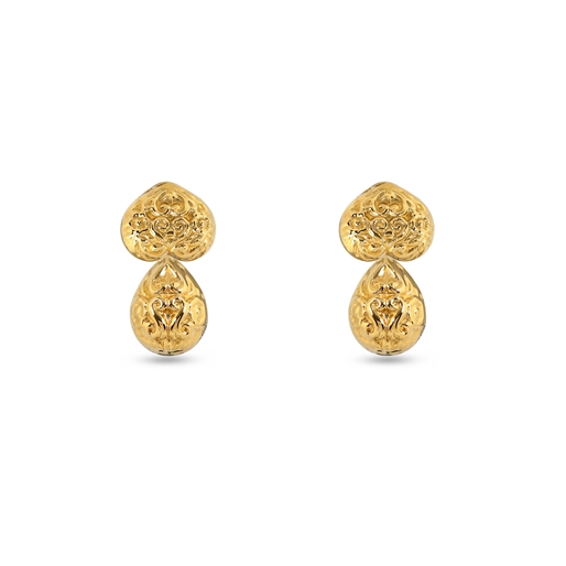 Archaics gold plated dangle earrings carved heart and drop-