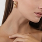 Archaics gold plated dangle earrings carved heart and drop-