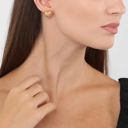 Archaics gold plated earrings carved heart-