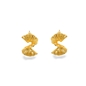 Ruffle glam gold plated studs earrings wavy irregular motif-