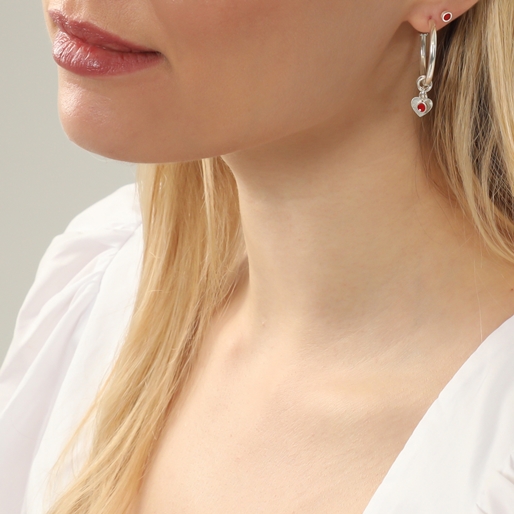 Fashionable.Me silver round studs with red enamel-