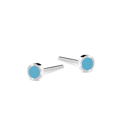 Fashionable.Me silver round studs with light blue enamel-
