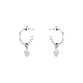 Fashionable.Me extra small ασημένιοι κρίκοι με charm καρδιά-