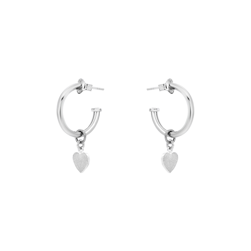 Fashionable.Me extra small ασημένιοι κρίκοι με charm καρδιά-