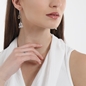 Winged Spirit long bicolor silver dangle earrings with wing motif and chains-