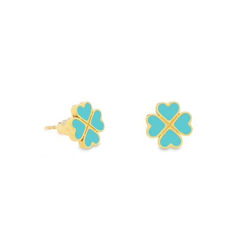 Blissful Heart4Heart gold plated studs with turquoise enamel-