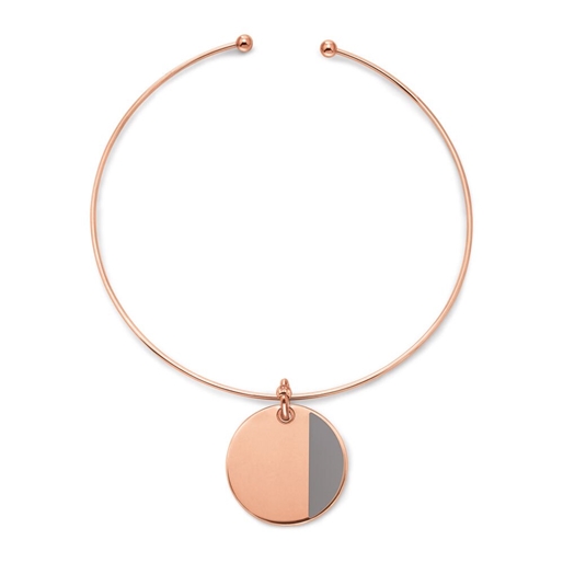 Style Candies Rose Gold Plated Grey Enamel Collar-