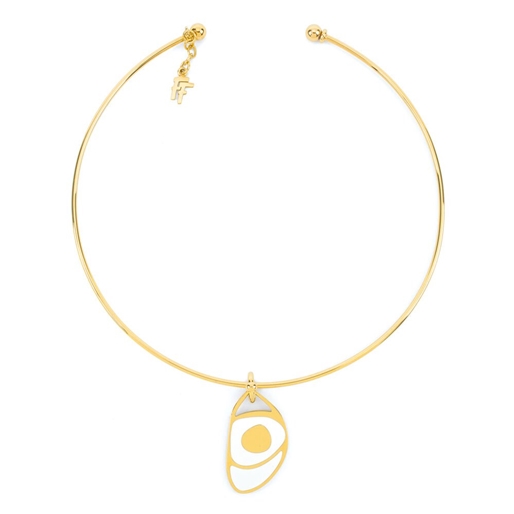 FF Talisman Yellow Gold Plated With Enamel Collar Necklace-