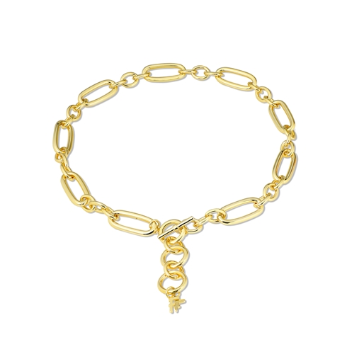 The Chain Addiction gold plated necklace with oval and round links-