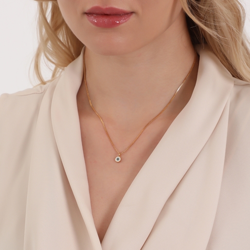 Fashionable.Me Gold Plated Chain Necklace with Eye Motif-