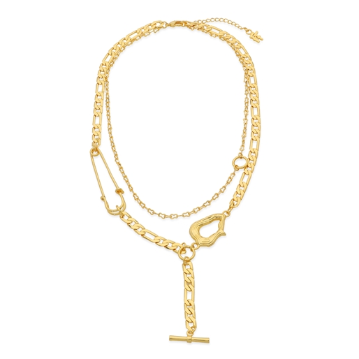 Treasure Lust gold plated double chain necklace-
