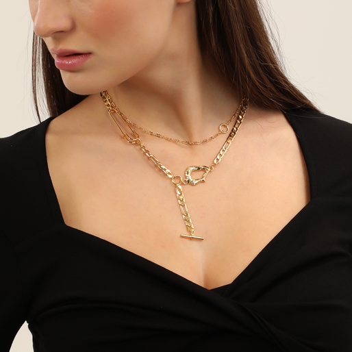 Treasure Lust gold plated double chain necklace-