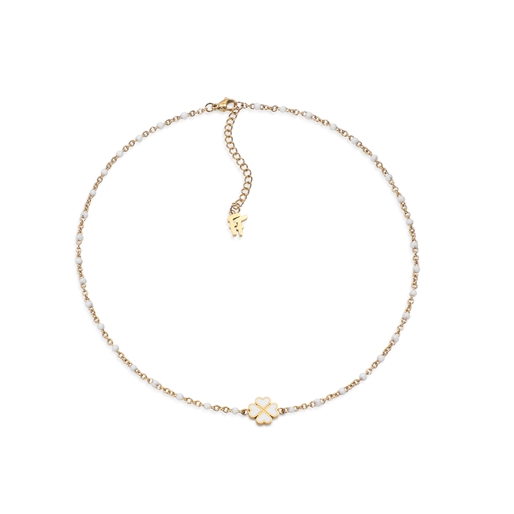 Blissful Heart4Heart short gold plated necklace white enamel and motif-