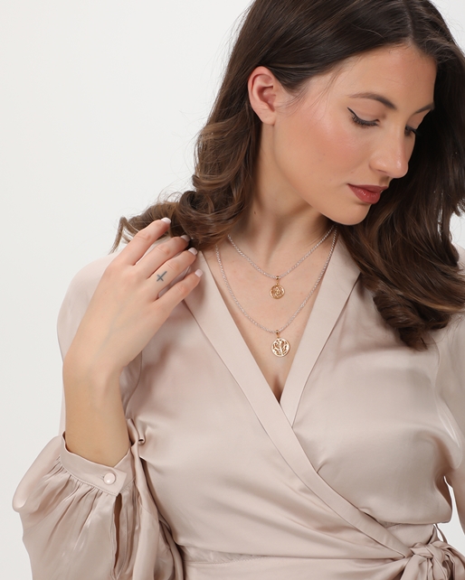Kallos ladies silver double chain necklace-