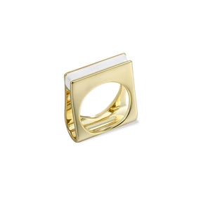 Dreaming Mood gold plated ring with ivory enamel-