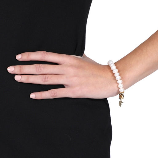 The Chain Addiction gold plated chain bracelet with pearls-