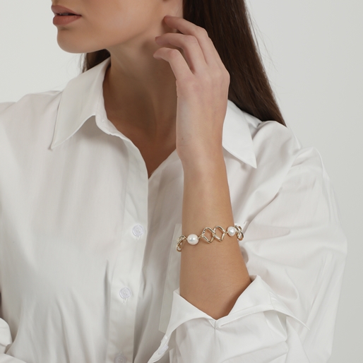 The Chain Addiction gold plated bracelet with pearls-