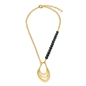 Treasure Lust short gold plated necklace green pearls and shell-
