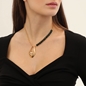 Treasure Lust short gold plated necklace green pearls and shell-