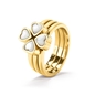 Heart4Heart επίχρυσο σετ τριών δαχτυλιδιών με λευκό MOP-