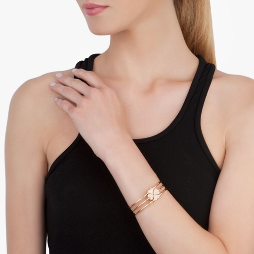 Heart4Heart Rose Gold Plated Σετ Σταθερό Βραχιόλι-