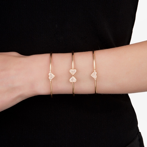 Heart4Heart Rose Gold Plated Σετ Σταθερό Βραχιόλι-
