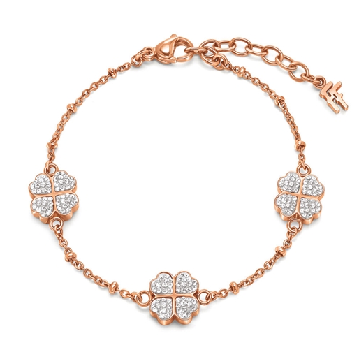 Heart4Heart Rose Gold Plated Pave Clear Crystal Stone Bracelet-