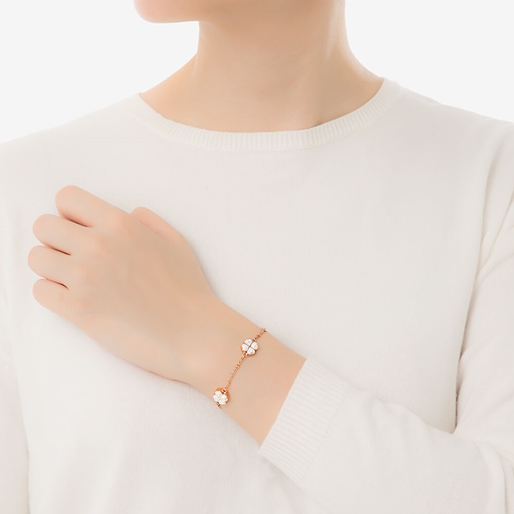 Heart4Heart Rose Gold Plated Pave Clear Crystal Stone Bracelet-