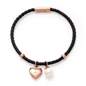 Heart4Heart Sweetheart Flash Rose Gold Plated Βραχιόλι Με Συνθετικό Δερμάτινο Κορδόνι-