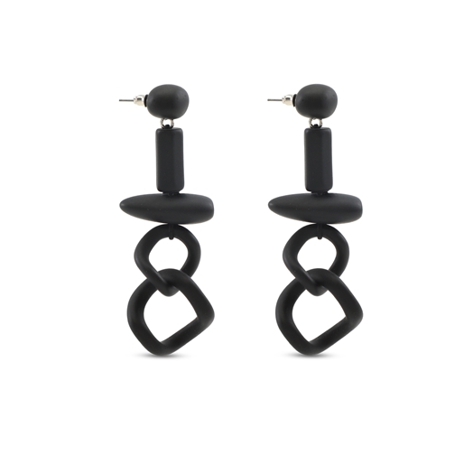 Impress Me long matte black earrings-