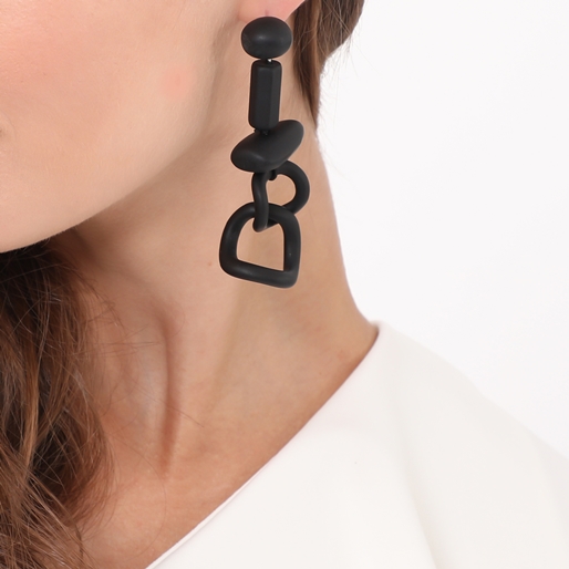 Impress Me long matte black earrings-