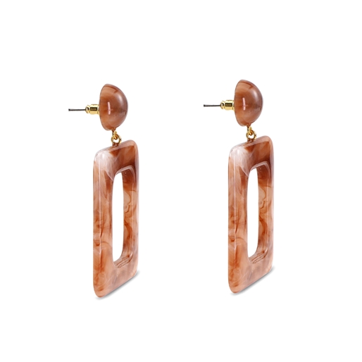 Impress Me large rectangular brown earrings-