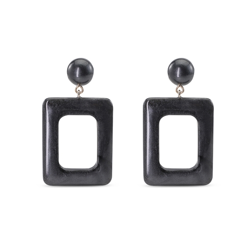 Impress Me large rectangular black earrings-