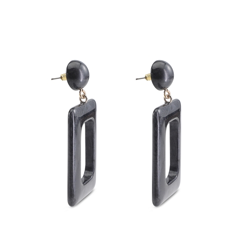 Impress Me large rectangular black earrings-