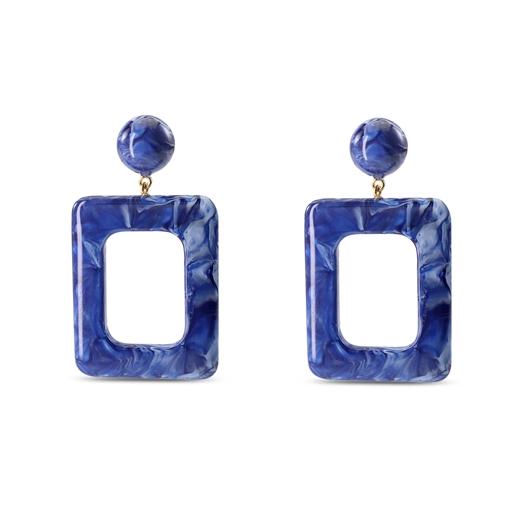 Impress Me large rectangular blue earrings-