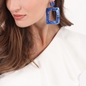Impress Me large rectangular blue earrings-