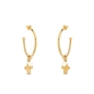 Fashionable.Me μεσαίοι επίχρυσοι κρίκοι με charms σταυρός και πέρλα-