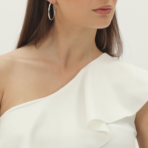 Memory Beat large silver hoops with bead-