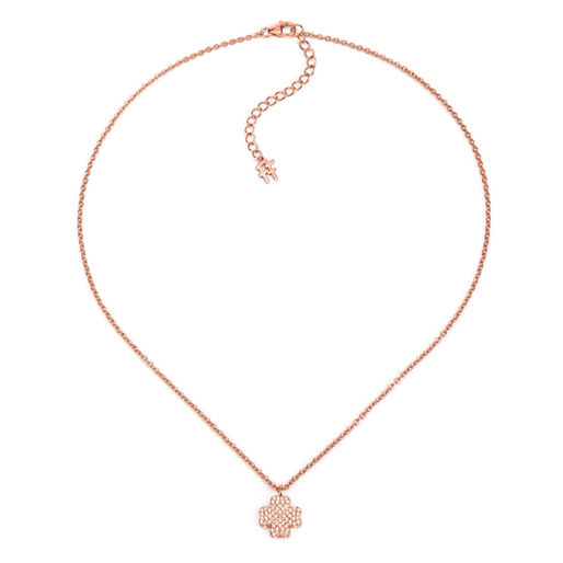 Heart4Heart Silver 925 Rose Gold Plated Κοντό Κολιέ-