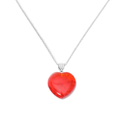 Hearty Candy short silver necklace with red heart-