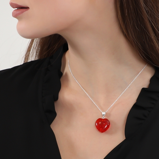 Hearty Candy short silver necklace with red heart-