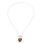 Hearty Candy long silver necklace with bronze Murrine glass heart and bar clasp-