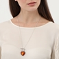 Hearty Candy long silver necklace with bronze Murrine glass heart and bar clasp-